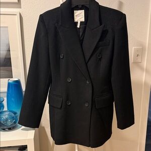 Avec Les Filles Black Double-Breasted Blazer